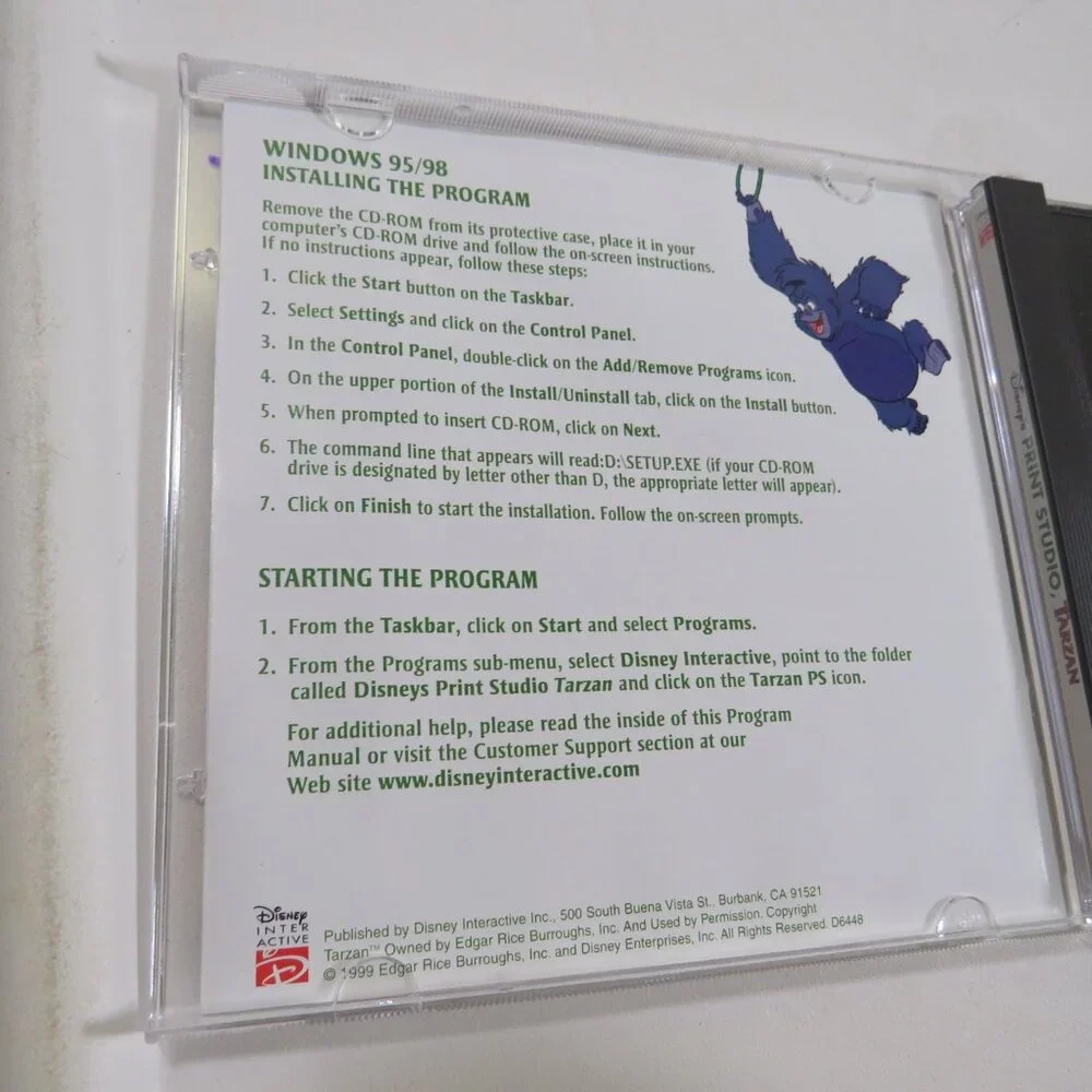 Disney Tarzan Print Studio Computer Game OUT OF DATE SOFTWARE